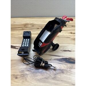 Vtg Golf Bag Telephone Landline Golf Ball Push Button Black Red Desk Collector